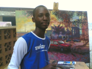 ayodeji during outdoor painting